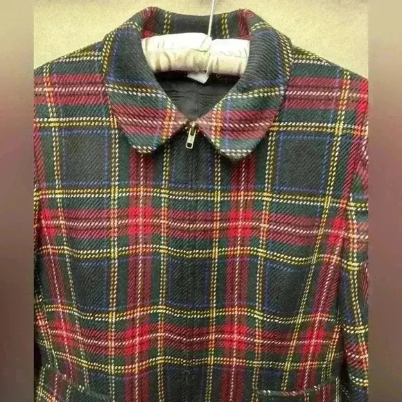 Jones New York Vintage 100% Wool Women’s Size 16 Red Tartan Plaid Blazer Jacket - Picture 3 of 6